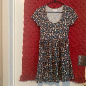 NWOT Francesca’s, Size XS - Blue Green Floral Short Sleeve Dress